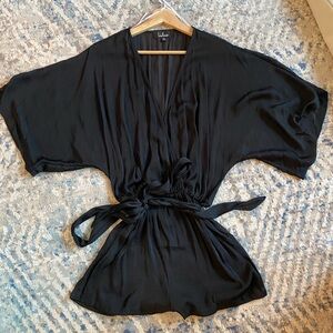 Lulu’s Black Satin Romper Size XS